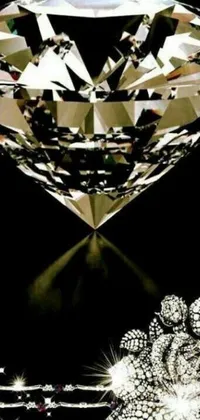 This digital art phone live wallpaper features a stunning diamond in close-up against a black background