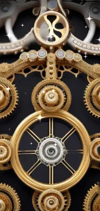 Get lost in the intricacy of this phone live wallpaper featuring a detailed and ornate clock with gears