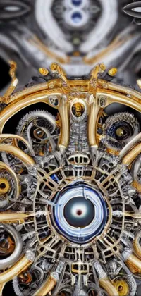 This stunning phone live wallpaper features a close-up shot of a clock's inner workings