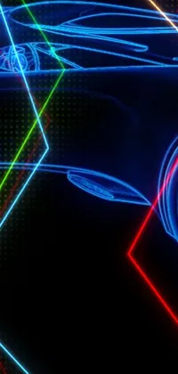 Looking for an electrifying live wallpaper for your phone? Check out this stunning close-up of a car adorned with neon lights, laser beams, and digital designs