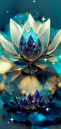 Introducing the latest phone live wallpaper - a breathtakingly beautiful cloisonnism-style image of a delicate flower floating on a glassy body of water