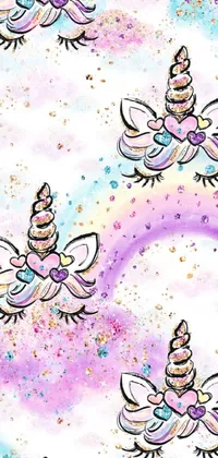 This phone wallpaper features a herd of unicorns prancing through the clouds in an enchanting atmosphere
