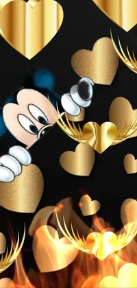 This lively phone wallpaper features a charming Mickey Mouse surrounded by repeating images of himself in different poses