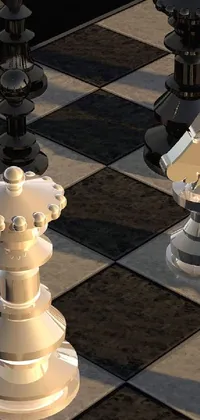 This live phone wallpaper showcases a group of chess pieces on a chess board