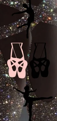 This phone live wallpaper features a beautiful black and white image of a pair of ballet shoes in an arabesque pose