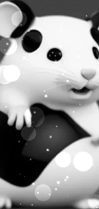 Bring a charming touch to your phone screen with a black and white mouse live wallpaper