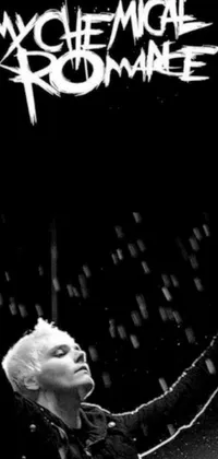 This live phone wallpaper boasts a stunning black and white photograph of a female singing in the rain, along with a visual of Vergil from Devil May Cry