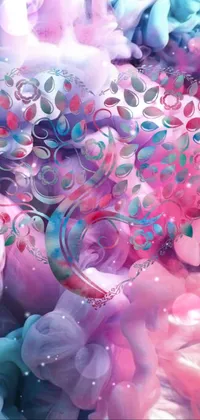 This phone live wallpaper features pink and blue smoke in a mesmerizing digital art display