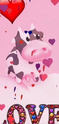Looking for a cute and charming live wallpaper for your phone? Look no further than this delightful digital rendering of a toy cow! The close-up of the cow showcases all of its adorable details, such as its fluffy fur and friendly expression