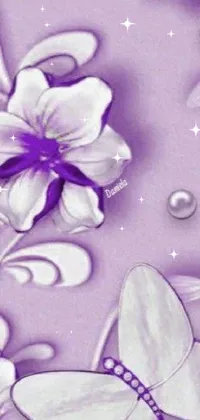 White Purple Flower Live Wallpaper