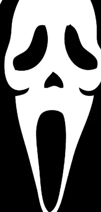 This phone live wallpaper boasts a black and white vector art image of a scream face, sourced from Pixabay