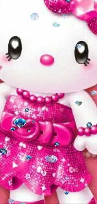 Decorate your phone screen with this lively animated Hello Kitty live wallpaper in pink! This digital rendering of the beloved character is full of vibrancy and charm - perfect for iPhone backgrounds