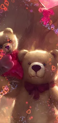 Decorate your smartphone with a delightful live wallpaper starring a pair of cute teddy bears