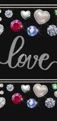 Enjoy a stunning live wallpaper featuring hearts, pearls, and the word "love" in digital rendering