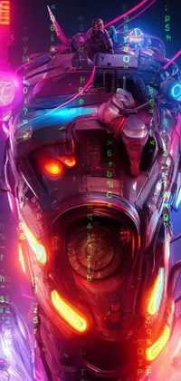 This amazing phone live wallpaper features a futuristic helmet with sleek metallic accents and neon lights