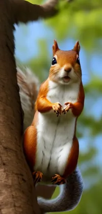 Wood Branch Eurasian Red Squirrel Live Wallpaper