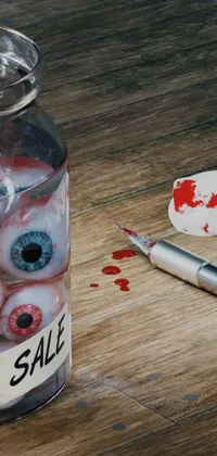 Looking for a unique and eye-catching wallpaper for your smartphone? Check out this hyperrealistic live wallpaper featuring a jar filled with fake eyes