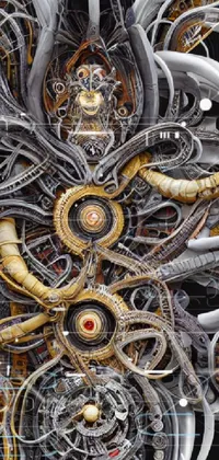 This steampunk and sci-fi-inspired live wallpaper features a detailed painting of unique mechanisms in motion