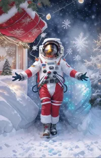 World Astronaut Snow Live Wallpaper