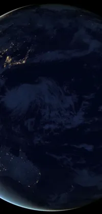 This live wallpaper showcases a stunning view of the earth from space at night, complemented with a screenshot from a 2012s anime