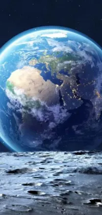This exquisite live wallpaper showcases the earth as seen from the moon, offering a stunningly realistic view of our planet