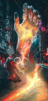This live phone wallpaper features a dynamic cyberpunk art scene with a lone rider on a motorcycle speeding through a futuristic city