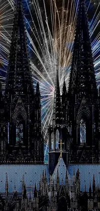 This phone live wallpaper features a digital rendering of a cathedral backdrop by Werner Gutzeit