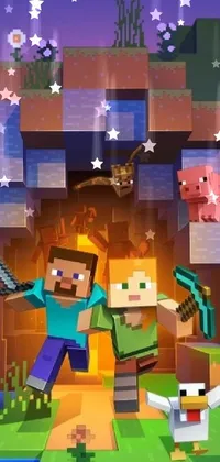 This dynamic phone live wallpaper features an image of a beloved video game or pop culture icon, such as Minecraft, Adventure Time cartoon, or an 8-bit game