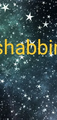 A stunning live wallpaper for your phone, featuring the vibrant yellow Calibri font spelling out "shabbir" against a backdrop of twinkling stars