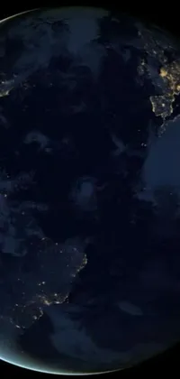 This stunning phone live wallpaper showcases a satellite view of the earth at night