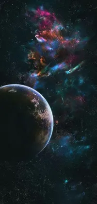 This phone live wallpaper features a view of the earth from space with a dark, starry background
