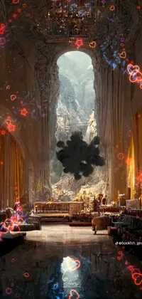 This phone live wallpaper showcases a variety of captivating and engaging themes, from a picturesque living room adorned with various furnishings to a detailed matte painting of a mountain fortress city
