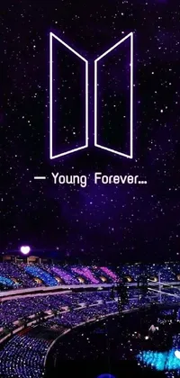 Looking for a cool phone live wallpaper? Check out this amazing Galaxy-themed background featuring "Young Forever," BTT's upcoming album logo