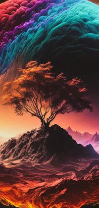 This live wallpaper features a stunning planet with a vibrant tree