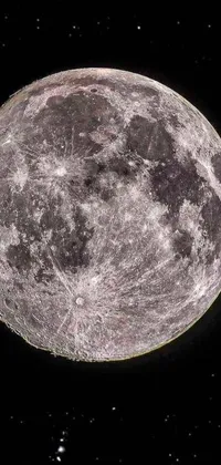 This live wallpaper showcases a breathtaking close-up of the moon amidst a starry backdrop