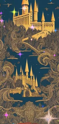 This live wallpaper showcases a Harry Potter poster featuring Hogwarts castle in the background