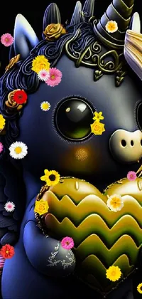 Experience a unique and beautifully-crafted live wallpaper that features a close-up of a steampunk-styled stuffed animal holding a brightly-shining heart