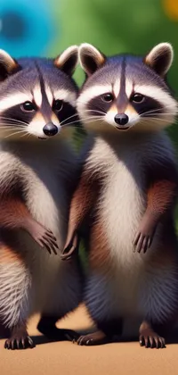 Cute Raccoons Holding Hands Live Wallpaper
