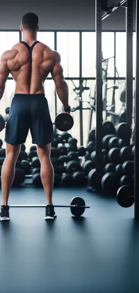 Man Back View in Gym Live Wallpaper