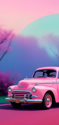 Classic 50s Pink Car Live Wallpaper