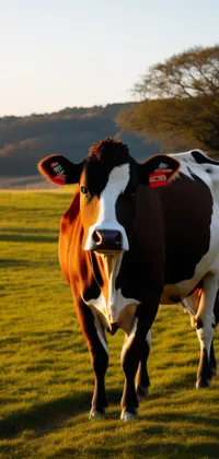 Brown and White Cow on Pasture Live Wallpaper