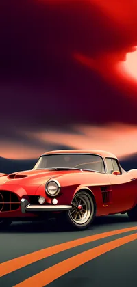 Classic Red Sportscar on Road Live Wallpaper