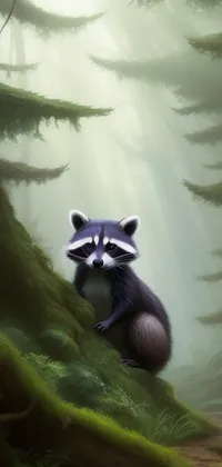 Raccoon in the Green Woods Live Wallpaper