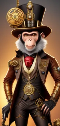 Monkey in Steampunk Outfit Live Wallpaper