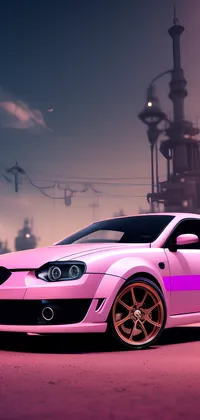Pink Car at Power Plant Live Wallpaper