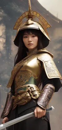 Golden Female Samurai Live Wallpaper