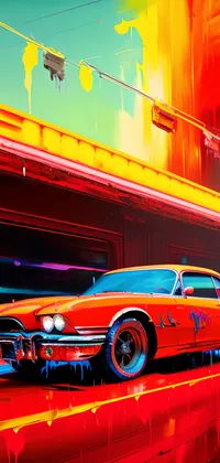Cyberpunk Red Car Painting Live Wallpaper