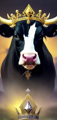 Majestic Cow with Crown Live Wallpaper