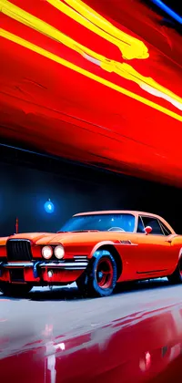 Comic Red Vintage Roadster Car Live Wallpaper