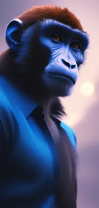 Monkey Posing in Shirt Live Wallpaper